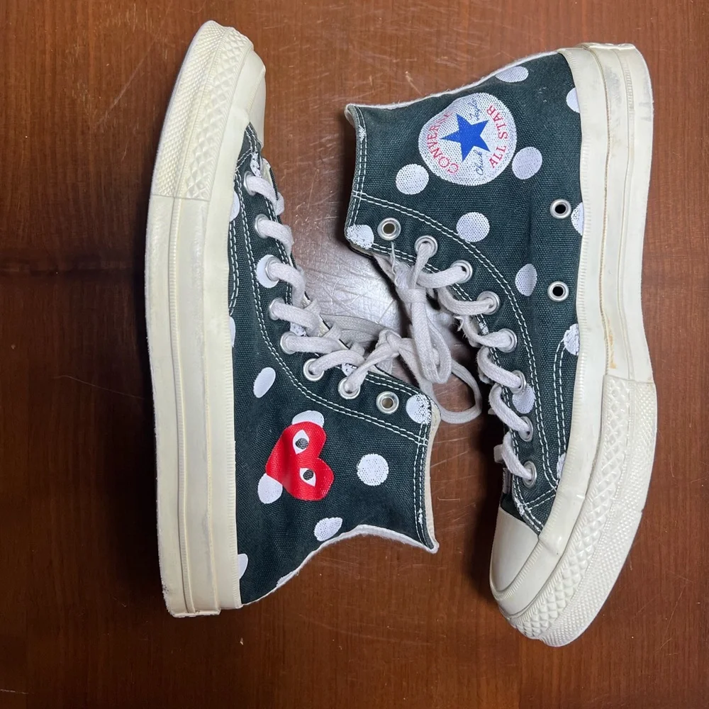 Comme des Garçons PLAY×Converse Chuck Taylor All Star High-Top Sneakers Size 7 - Picture 4 of 9